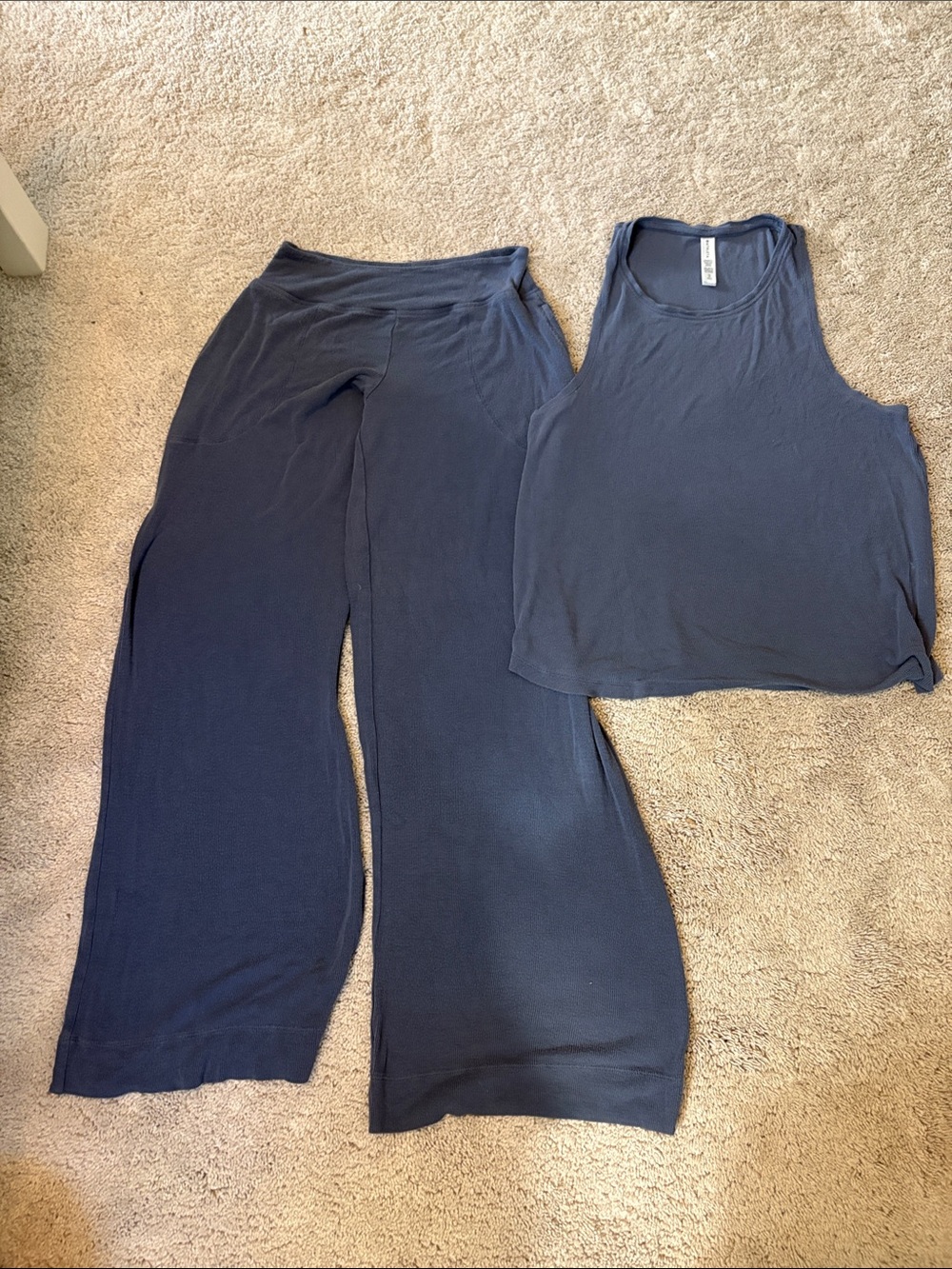 Athleta Navy Ribbed Lounge Set